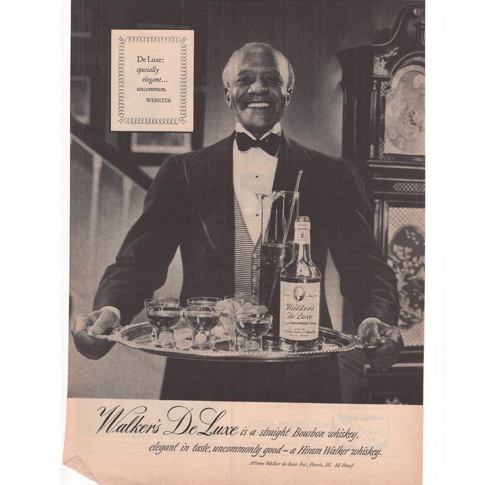 Walkers DeLuxe Bourbon Whiskey / Dickies Advertisement 1950s Vintage Mid Century